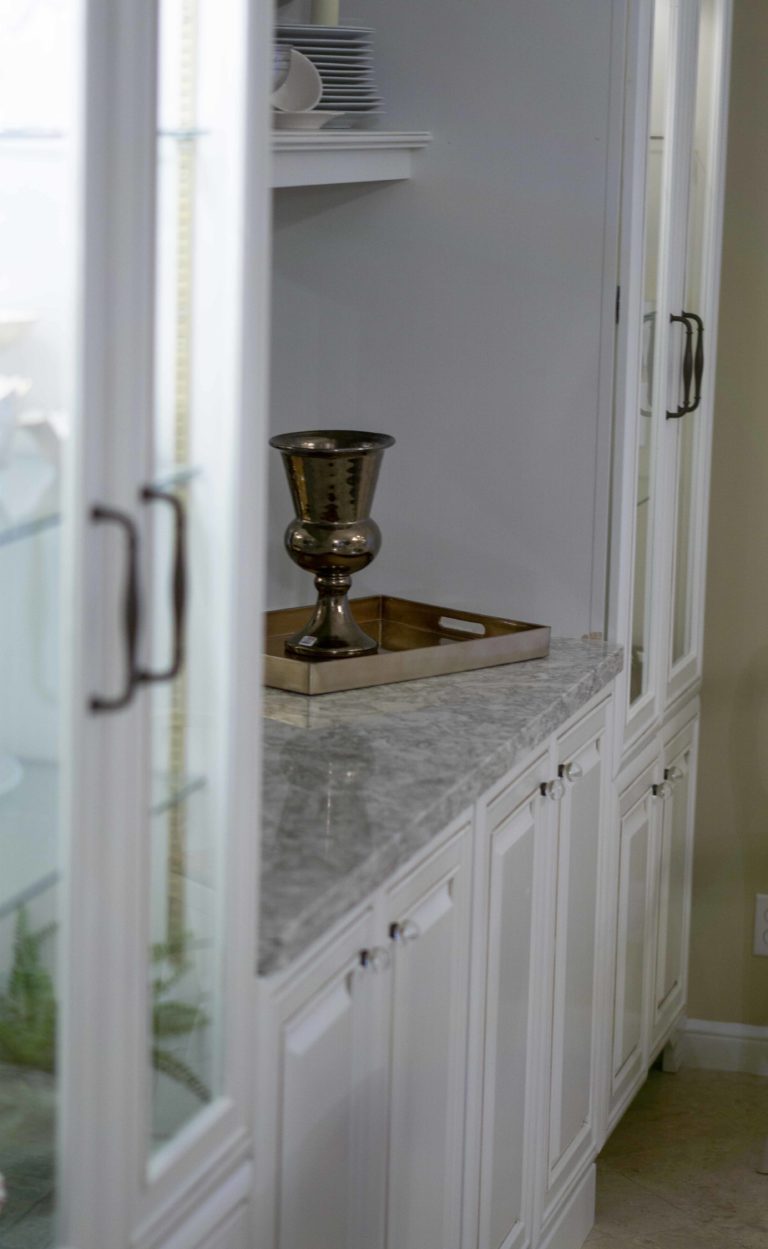 close up of dining room wall unit