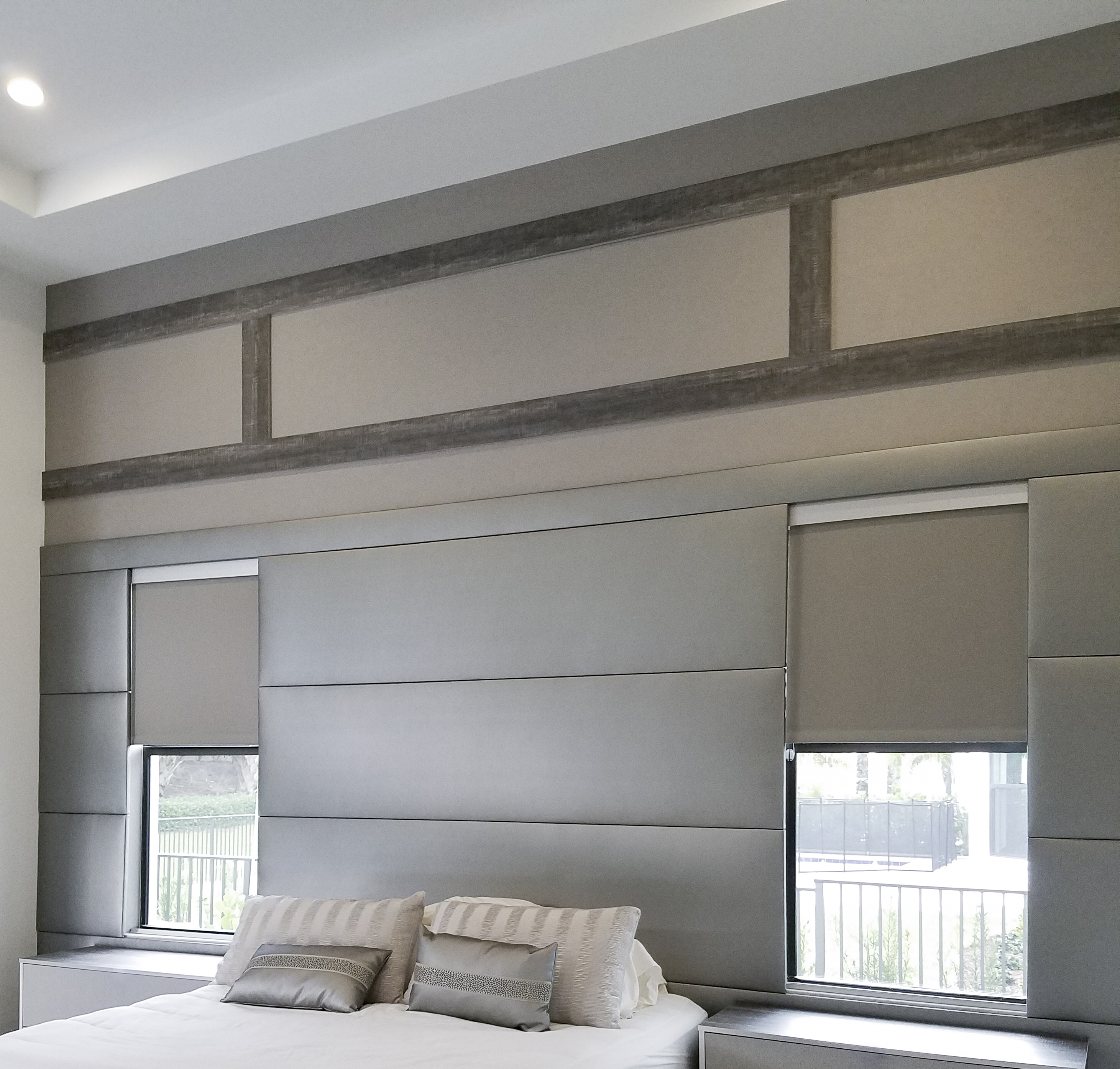 matching decorative wall and built-in headboard