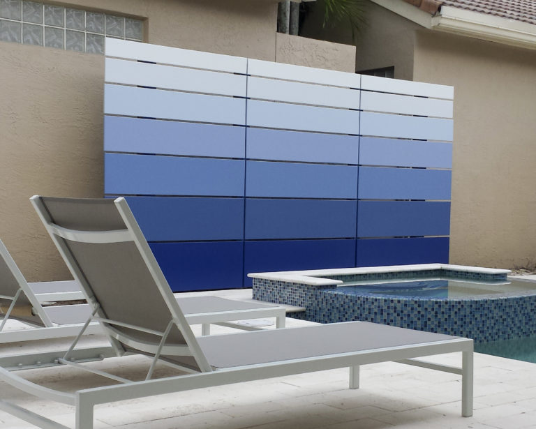 custom built ombre pool wall